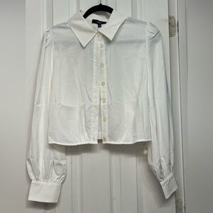 White Button-Up Blouse Top